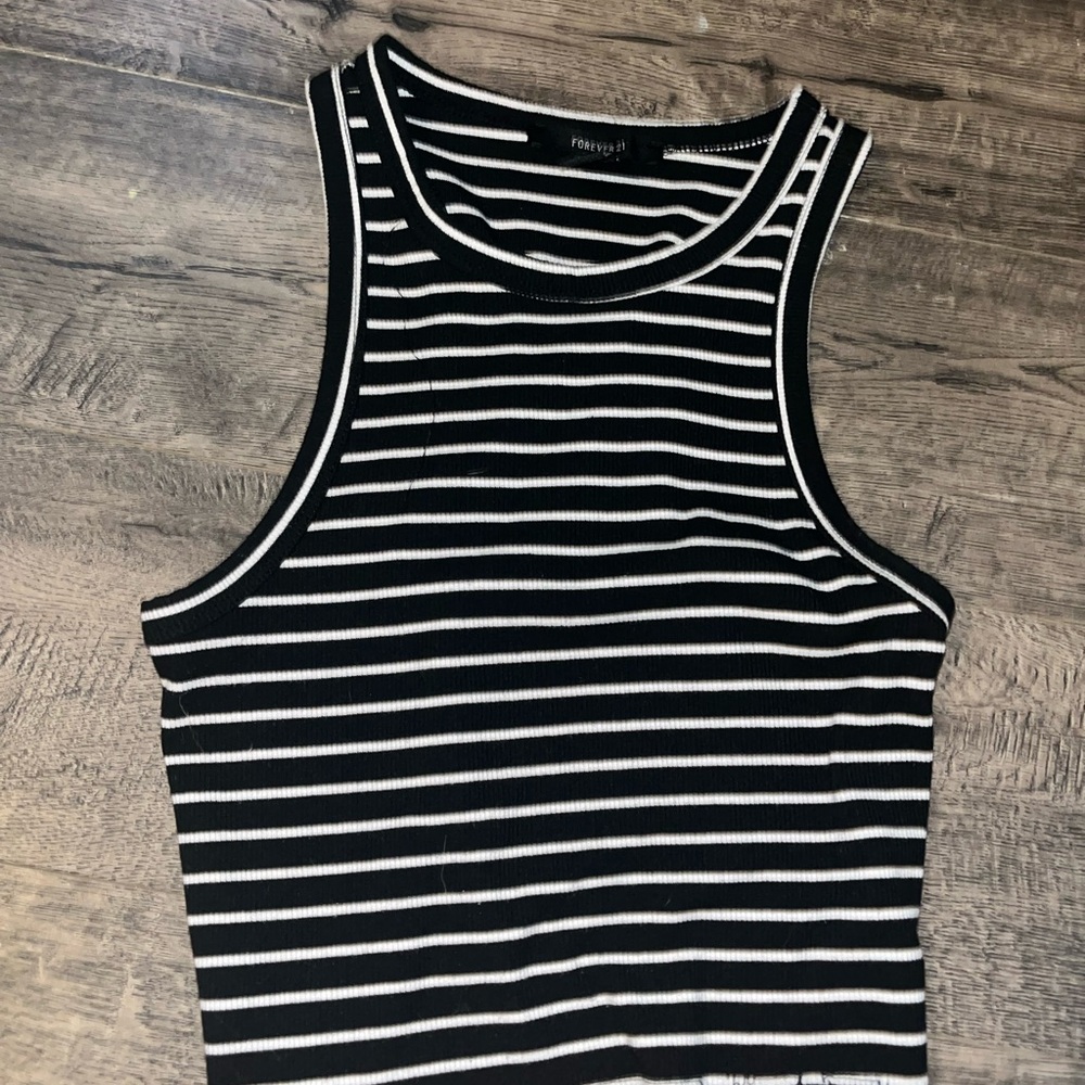 Forever 21 Black and White Striped Tank Top